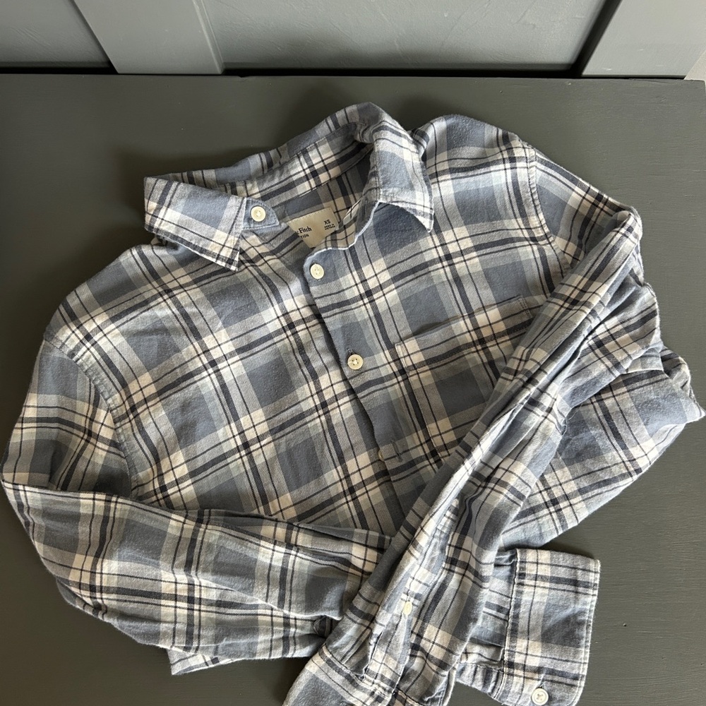 Abercrombie & Fitch Navy and Cream Flannel Shirt